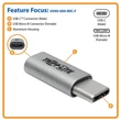 Kép 3/4 - TRIPP LITE átalakító, USB-C to USB Micro, USB 2.0 (M/F)