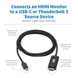 Kép 2/4 - TRIPP LITE kábel, aktív,  USB-C - HDMI, 4K 60 Hz, HDR, HDCP 2.2, DP 1,2 Alt mód, fekete, M/M, 1,8m