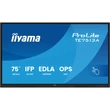 Kép 1/5 - iiyama touch IPS monitor, 75", 3840 x 2160, 16:9, 450cd, 8ms, 1200:1, HDMIx3/DP/USB-Cx2/USBx5/RJ45x2/RS-232C