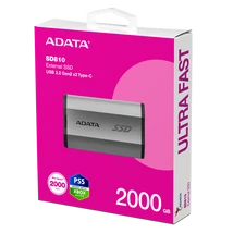 ADATA SSD Külső USB 3.2 2TB SD810, Szürke