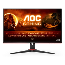 AOC Gaming 155Hz monitor 27" Q27G2E/BK, 2560x1440, 16:9, 250cd/m2, 1ms, 2xHDMI/DisplayPort