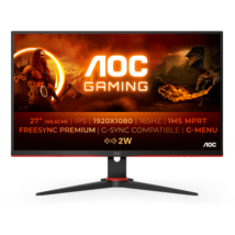 AOC Gaming 165Hz IPS monitor 27" 27G2SPAE/BK, 1920x1080, 16:9, 250cd/m2, 1ms, 2xHDMI/DisplayPort/VGA, hangszóró
