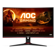 AOC Ívelt Gaming 165Hz VA monitor 27" C27G2E/BK, 1920x1080, 16:9, 250cd/m2, 1ms, 2xHDMI/DisplayPort/VGA