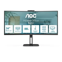 AOC ívelt monitor 34" CU34V5C/BK 3440x1440, 21:9, 300cd/m2, 4ms, HDMI/DisplayPort/USBx4/USB-C, hangszóró