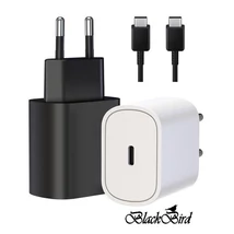 BLACKBIRD Hálózati Adapter T127 20W + Type-C kábel 1m, Fekete