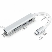 BLACKBIRD USB 3.0 Type-c multiport hub 5in1 3xUSB3.0, SD, TF, ezüst