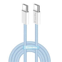 COLORWAY Kábel Type-C CW-CBPDCC061-BL, fonott pamut, PD Fast Charging 60W, 3,0A 1M kék