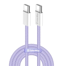 COLORWAY Kábel Type-C CW-CBPDCC061-PU, fonott pamut, PD Fast Charging 60W, 3,0A 1M lila
