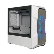 COOLER MASTER Ház Micro ATX MasterBox TD300 MESH, 2db ARGB Ventilátor, Tápegység nélkül, Edzett Üveg, fehér