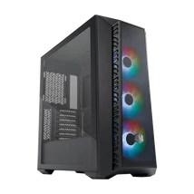 COOLER MASTER Ház Midi ATX MasterBox 520 + 3db Ventilátor + HUB, Tápegység nélkül, Üvegfalú, fekete