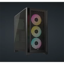 CORSAIR Ház iCUE 4000D RGB AIRFLOW, 3xAF120 RGB ELITE Ventillátorral + Kontroller, Tápegység nélkül, Edzett Üveg, fekete