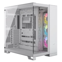 CORSAIR Ház iCUE LINK 6500X RGB, 3x iCUE LINK RX120 RGB Ventilátor, Tápegység nélkül, Edzett Üveg, fehér