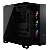 CORSAIR Ház iCUE LINK 6500X RGB, 3x iCUE LINK RX120 RGB Ventilátor, Tápegység nélkül, Edzett Üveg, fekete