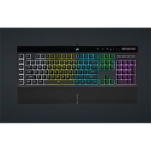 CORSAIR Vezetékes Billentyűzet Gaming, K55 RGB PRO, 6 programozható billentyű, Cseppálló, Csuklótámasz, US, fekete