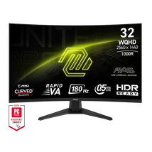 MSI Monitor GAMING MAG 325CQF Ívelt RapidVA 31,5" QHD 2560x1440, 4000:1 CR, 400nits, 1ms, 180Hz, DP, 2x HDMI, USB-C