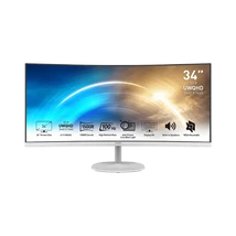 MSI Monitor Business PRO MP341CQW Ívelt 34" QHD, 3440x1440, 100Hz VA 21:9, 3000:1 CR, 300cd/m2, 4 ms, HDMI, DP, White