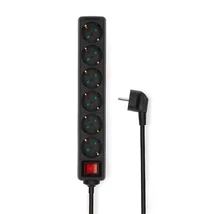 Nedis ESOC615F2BK 6 aljzatos kapcsolós (6-os) elosztó, 1,5 m, 3680 W, 16 A