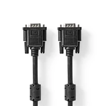 Nedis CCGL59000BK30, VGA kábel, VGA dugó Nikkelezett Maximális felbontás: 1280x768 3,00 m Kerek ABS Fekete