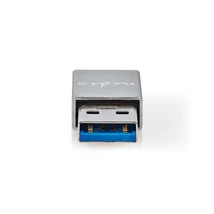 Nedis CCTB60925AL USB-A adapter, USB 3.2 Gen 1, USB-A férfi, USB-C™ anya, 5 Gbps,  kerek,  Nikkelezett, Ezüst