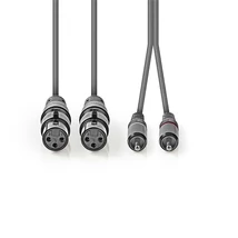 Nedis COTH15230GY30 félprofi audio kábel, 2x XLR aljzat - 2x RCA dugó, 3m