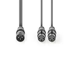 Nedis COTH15025GY15 félprofi XLR audio kábel, XLR 3p dugó - 2 x XLR 3p aljzat, 1.5m, rugalmas