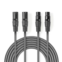 Nedis COTH15030GY15 félprofi XLR audio kábel, 2 x XLR 3p dugó - 2 x XLR 3p aljzat, 1.5m, rugalmas