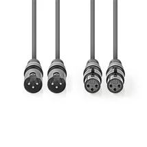 Nedis COTH15030GY50 félprofi XLR audio kábel, 2 x XLR 3p dugó - 2 x XLR 3p aljzat, 5m, rugalmas