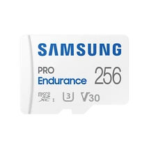 SAMSUNG Memóriakártya, PRO Endurance microSD kártya 256GB, CLASS 10, UHS-I (SDR104), + SD Adapter, R100/W40