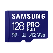 SAMSUNG Memóriakártya, PRO Plus microSDXC kártya 128GB, CLASS 10, UHS-I, U3, V30, A2, + Adapter, R180/W130