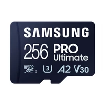 SAMSUNG Memóriakártya, PRO Ultimate microSD 256GB, Class 10, V30, A2, Grade 3 (U3), R200/W130