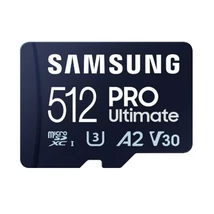 SAMSUNG Memóriakártya, PRO Ultimate microSD with Reader 512GB, Class 10, V30, A2, Grade 3 (U3), R200/W130, +Adapter