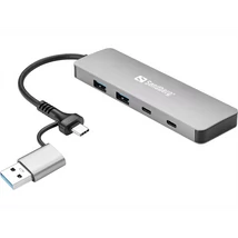 SANDBERG Hub és elosztó, USB-C/A to 2xUSB-A+2xUSB-C Hub