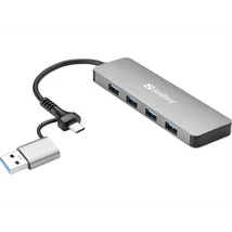 SANDBERG Hub és elosztó, USB-C/A to 4xUSB 3.0 Hub