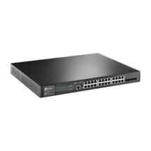 TP-LINK Switch 24x1000Mbps (24xPOE+) + 4x1Gigabit SFP+ + 2xkonzol port, Menedzselhető, TL-SG3428MP