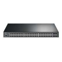 TP-LINK Switch 48x1000Mbps (48xPOE+) + 4xGigabit SFP + 2xkonzol port, Menedzselhető Rackes, SG3452P