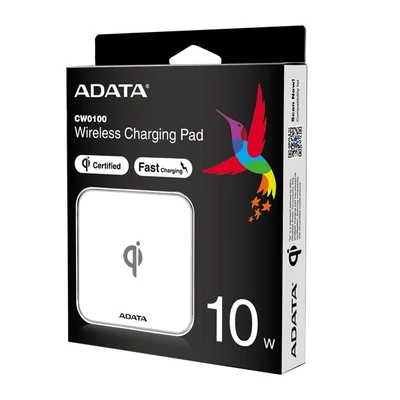 ADATA vezeték nélküli okostelefon töltő Qi, gyorstöltés, 10W, fehér