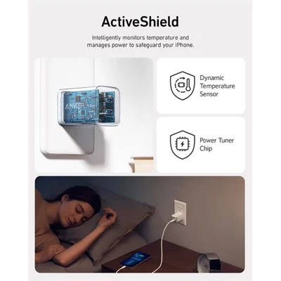 ANKER Hálózati Töltő, PowerPort III Nano PRO, 40W, 2xUSB-C, EU, fehér - A2038G21
