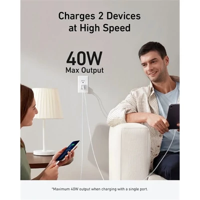ANKER Hálózati Töltő, PowerPort III Nano PRO, 40W, 2xUSB-C, EU, fehér - A2038G21