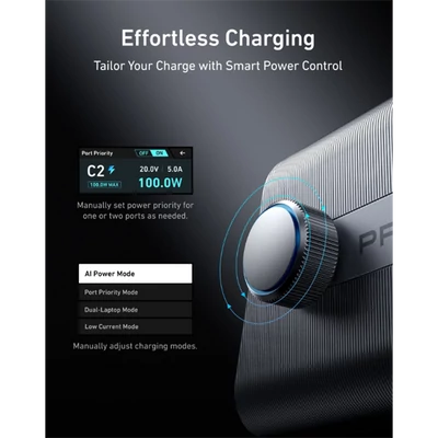 ANKER Hálózati Töltő, Prime Charger GaNPrime, 6 portos, 250W, 4xUSB-C, 2xUSB-A, EU, fekete - A2345341