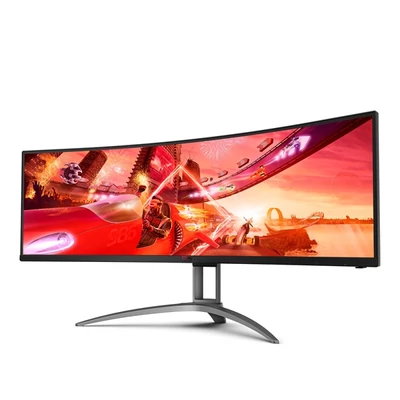 AOC Ívelt Gaming 165Hz monitor 48,8" AG493UCX2, 5120x1440 32:9, 400cd/m2, 1ms, HDMIx3/DisplayPort/USBx3