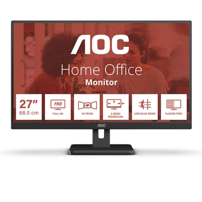 AOC VA monitor 27" 27E3UM, 1920x1080, 16:9, 300cd/m2, 4ms, HDMI/DisplayPort/2xUSB/VGA, hangszóró