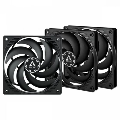 ARCTIC COOLING Rendszerhűtő Ventilátor P12 Slim PWM PST Fekete, 12cm (3-PACK)