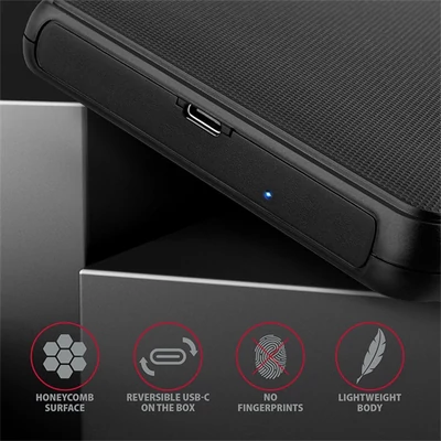 AXAGON EE25-SLC USB-C csavar nélküli külső ház HDD/SSD, fekete
