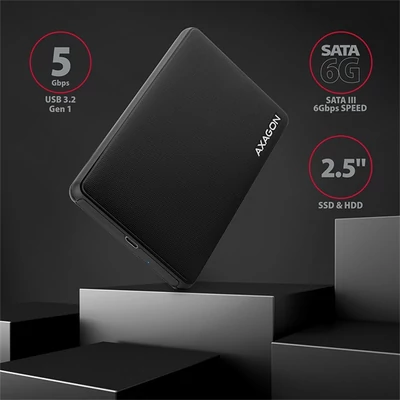AXAGON EE25-SLC USB-C csavar nélküli külső ház HDD/SSD, fekete
