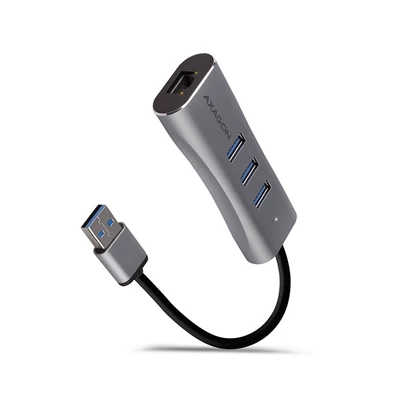 AXAGON HMA-GL3AP 3 portos USB 3.2 HUB LAN csatlakozóval, ezüst