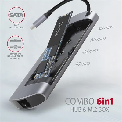 AXAGON HMC-6M2 SuperSpeed USB-C Combo 6in1 Hub