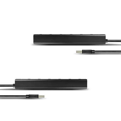 AXAGON HUE-SA7BP USB3.0 CHARGING HUB (Hétportos USB 3.0 hub gyors töltési támogatással. AC adapter a csomagban. Fekete)