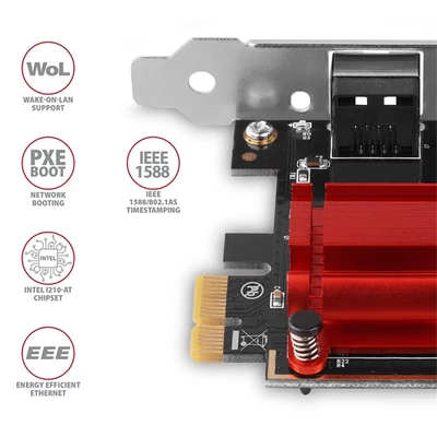 AXAGON PCEE-GIX PCIE GIGABIT ETHERNET (Gigabit Ethernet PCI-Express hálózati kártya Intel I210AT lapkakészlettel)