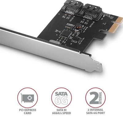 AXAGON PCES-SA2N PCIE VEZÉRLŐ 2X SATA 6G (Kétcsatornás SATA III PCI-Express vezérlő két belső SATA porttal)