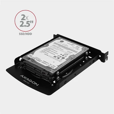 AXAGON RHD-P25 3,5"vagy PCI slotba 2x2,5" SSD/HDD beépítő keret, fekete